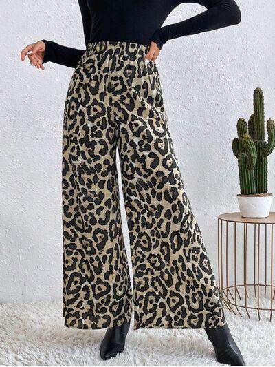 Printed Elastic Waist Wide Leg Pants for Women Fashion-4