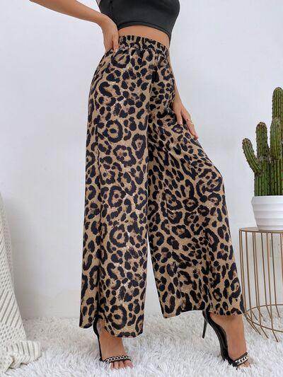 Printed Elastic Waist Wide Leg Pants for Women Fashion-1