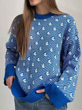 Contrast Round Neck Long Sleeve Sweater for Women Fashion-5