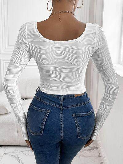 Perfee Scoop Neck Long Sleeve Top for Women Fashion-1