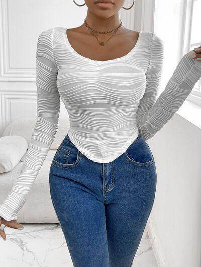 Perfee Scoop Neck Long Sleeve Top for Women Fashion-2