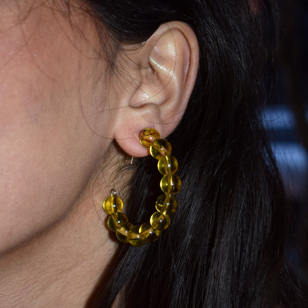 Bold Yellow Earrings, Fun Fashion Accessories, Vibrant Yellow Jewelry, Trendy Hoop Earrings | by lovedbynlanla-1