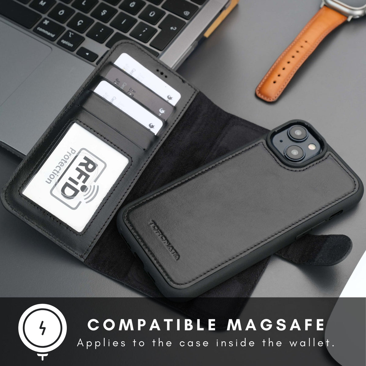 Casper Leather iPhone 14 Plus Wallet Case | MagSafe