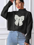 Bow Turtleneck Long Sleeve Sweater for Women Fashion-0