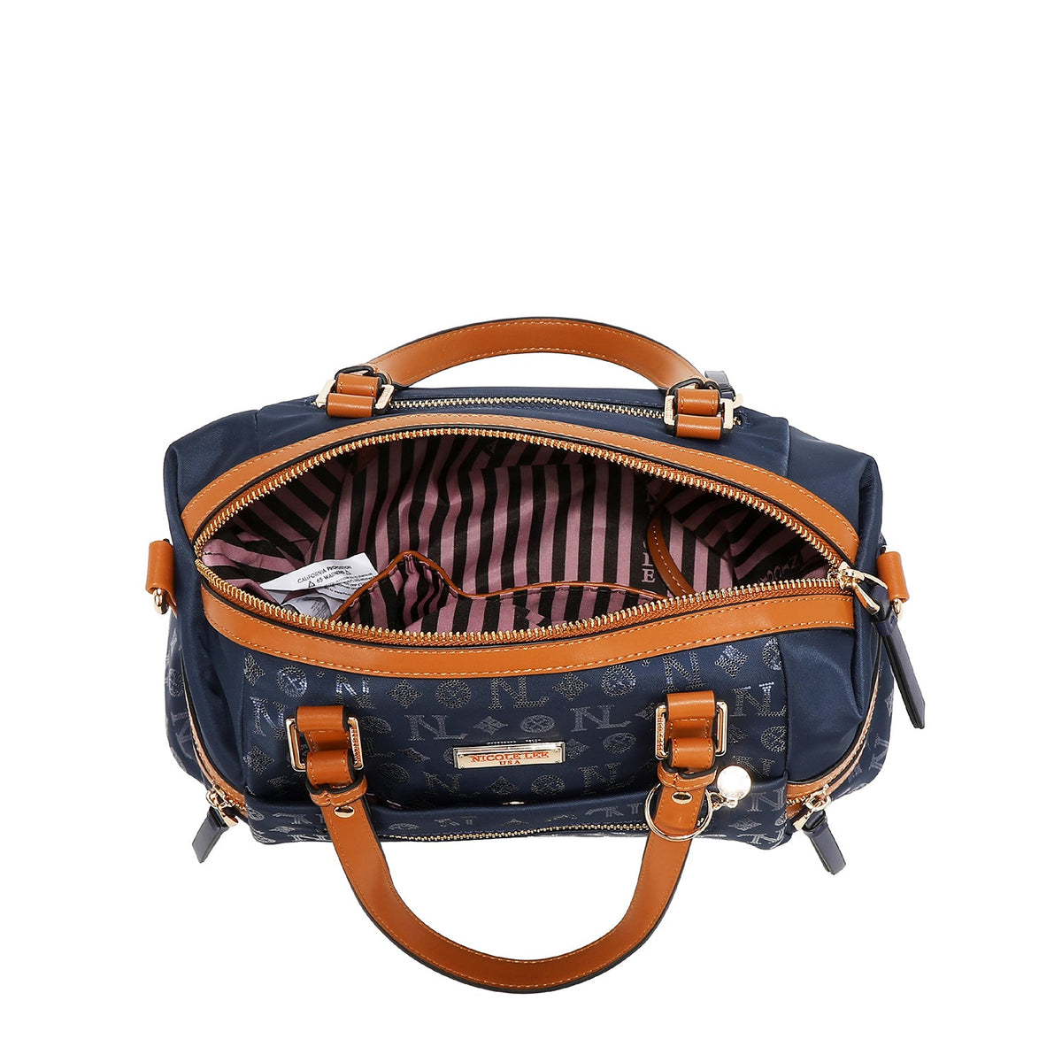 BOLSO SATCHEL CON LOGOTIPO MONOGRAMA (NEGRO)