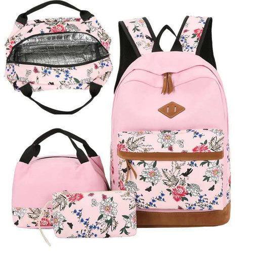 3 Piece Floral Backpack Set