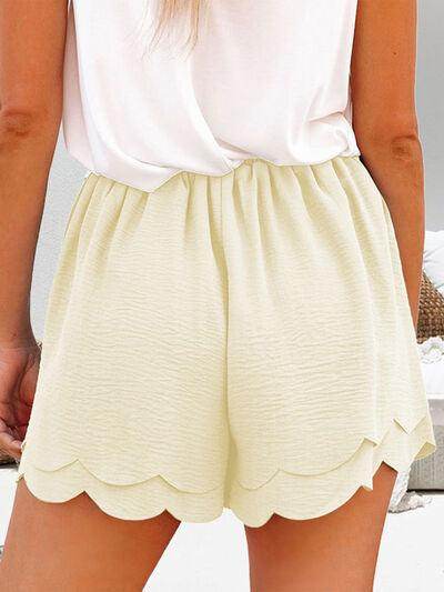 Tied Layered Scalloped Hem Shorts for Women Fashion-3