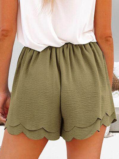 Tied Layered Scalloped Hem Shorts for Women Fashion-1